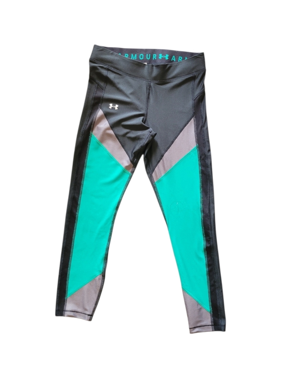 Under Armour Black & Teal Colorblock Leggings